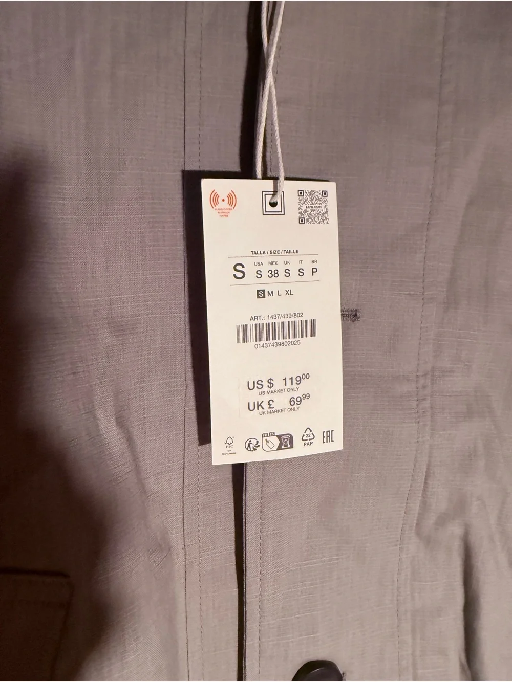 Light Gray Button-Front Casual Jacket